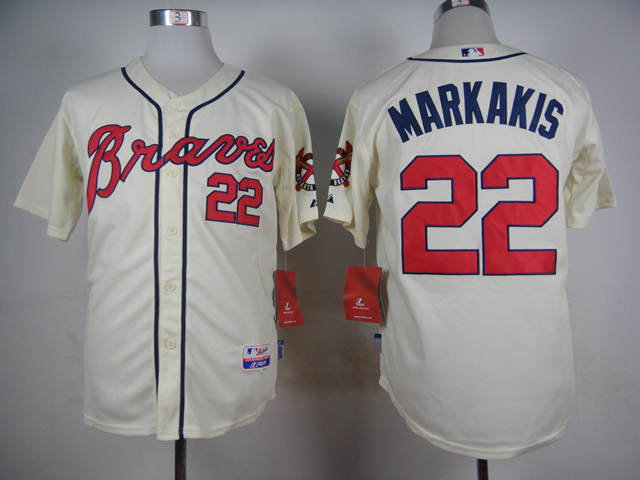 Men Atlanta Braves #22 Markakis Cream MLB Jerseys->atlanta braves->MLB Jersey